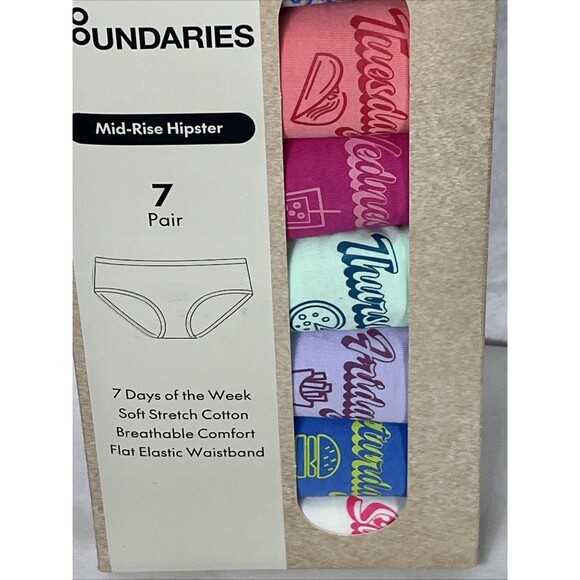 No Boundaries Mid-Rise Hipster 7 Pair Days of the Week Multi Size M 8-10 NEW - Picture 2 of 5